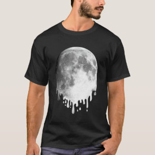 Melting Full Moon Drippy Space Art T-Shirt