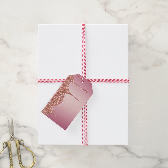 Melting Girly Pink Sparkles Gift Tags (With Twine)
