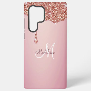 Melting Girly Pink Sparkles Personalised with Name Samsung Galaxy Case