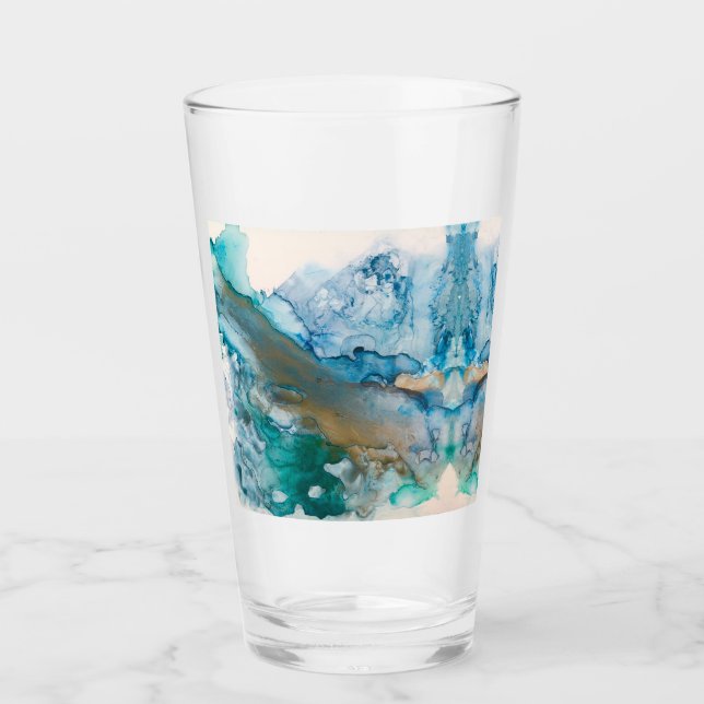 Melting Glacier Alcohol Ink Abstract Painting Glass (Front)
