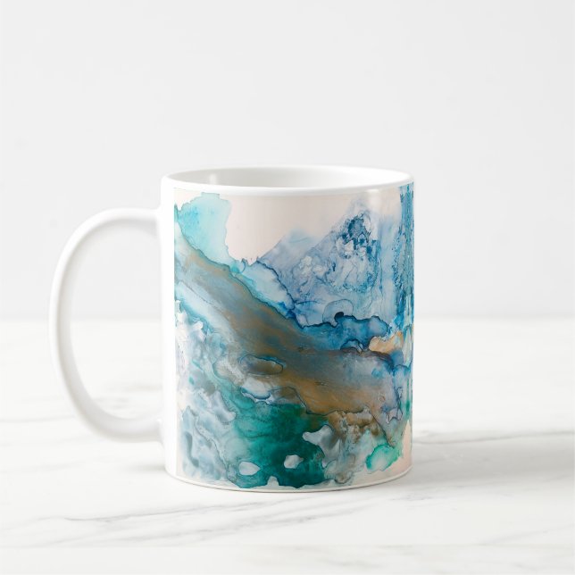 Melting Glacier Alcohol Ink Painting Coffee Mug (Left)