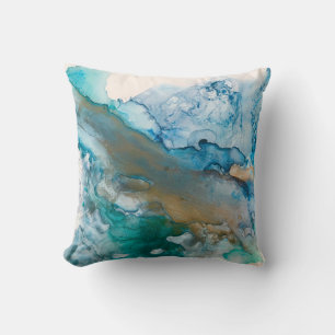 Melting Glacier Alcohol Ink Painting Cushion