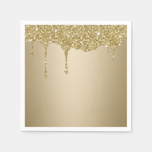 Melting Gold Glitter Napkin (Front)