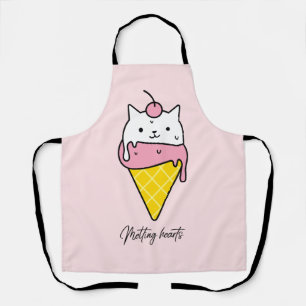 Melting Hearts – Cute Summer Ice Cream Cat Apron