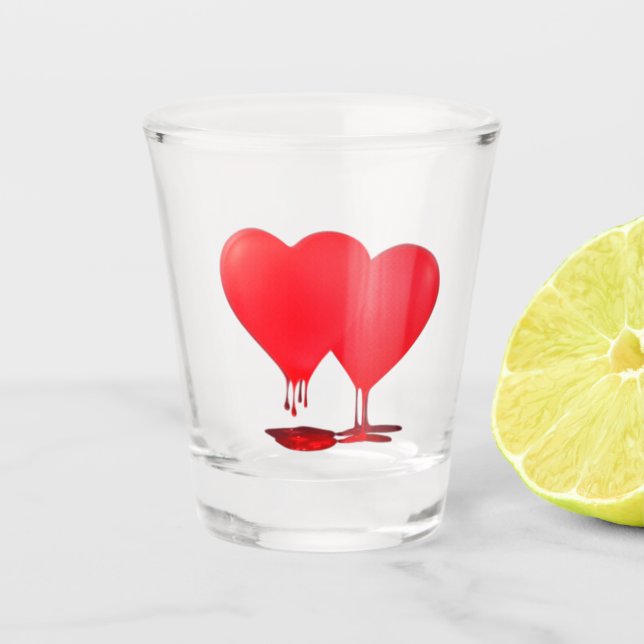 MELTING HEARTS SHOT GLASS (Front)