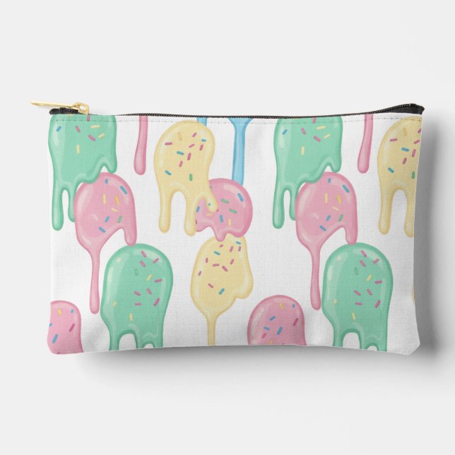 Melting Ice Cream and Sprinkles Pattern Accessory Pouch (Front)