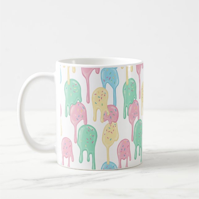 Melting Ice Cream and Sprinkles Pattern  Coffee Mug (Left)