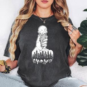 Melting Ice Cream City Drip Graphic Art T-Shirt
