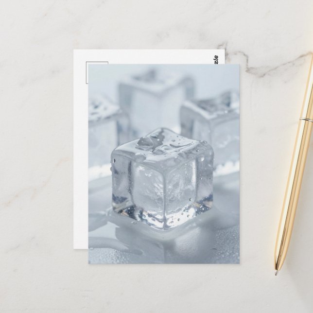 Melting ice cubes macro photography  postcard (Front/Back In Situ)