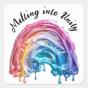 Melting into Unity,, one love, many colors design Square Sticker
