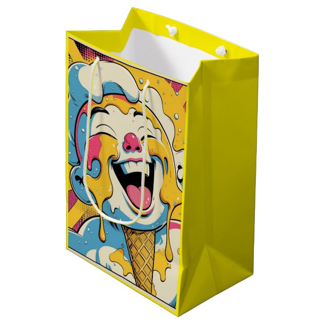 Melting Joy – Ice Cream Pop Art Explosion Medium Gift Bag (Front Angled)