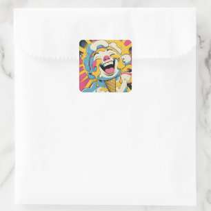 Melting Joy – Ice Cream Pop Art Explosion Square Sticker