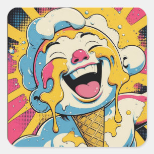 Melting Joy – Ice Cream Pop Art Explosion Square Sticker