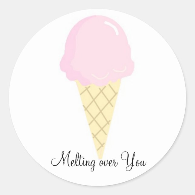 Melting over You - Ice Cream Classic Round Sticker (Front)