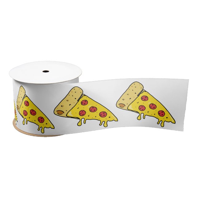 Melting Pepperoni Pizza Slices Birthday Cake Satin Ribbon (Spool)