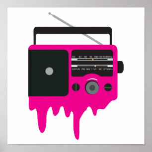 Melting Pink Retro Radio Poster