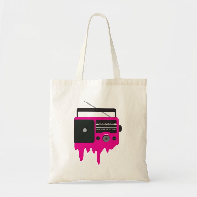 Melting Pink Retro Radio Tote Bag (Front)