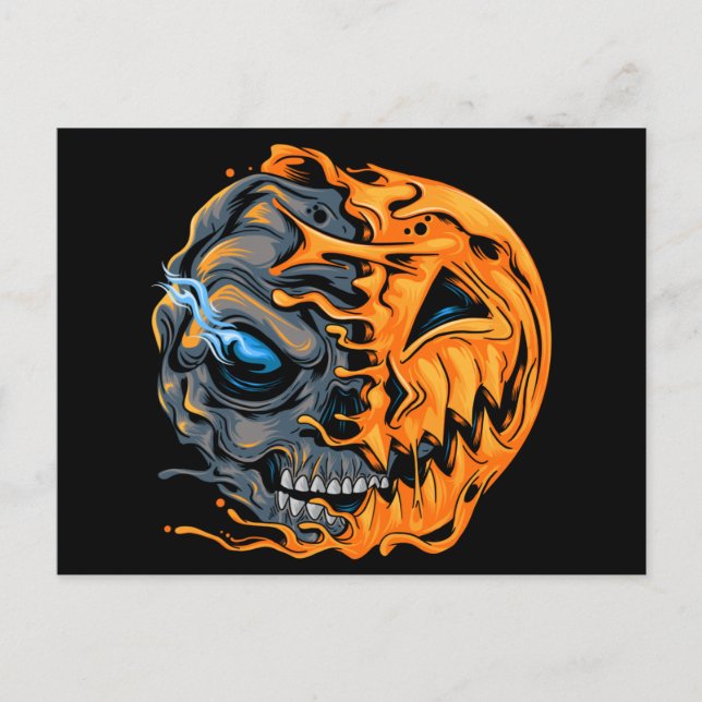 Melting Pumpkin Skull Postcard (Front)