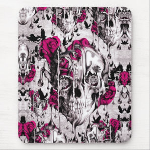 Melting Rose skull in grey and pink Mouse Mat