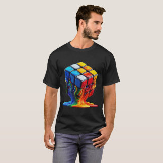 Melting Rubix cube Basic Dark T-Shirt