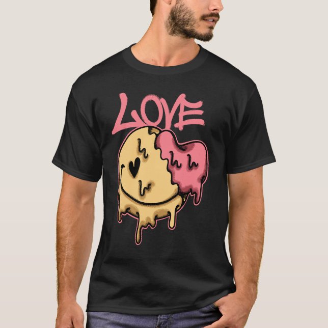 Melting Smiley with Love streetwear  T-Shirt (Front)