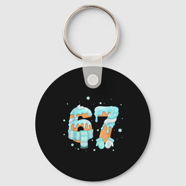 Melting Snow 67 Meme Ice Cream Drip Snowflakes Win Key Ring (Front)