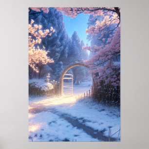 Melting Snow and Cherry Blossom Poster