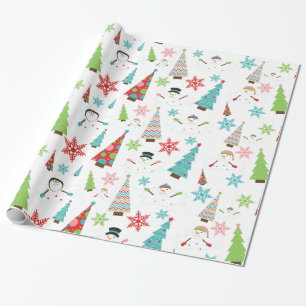 Melting Snowman Funky Christmas Trees Gift Wrap