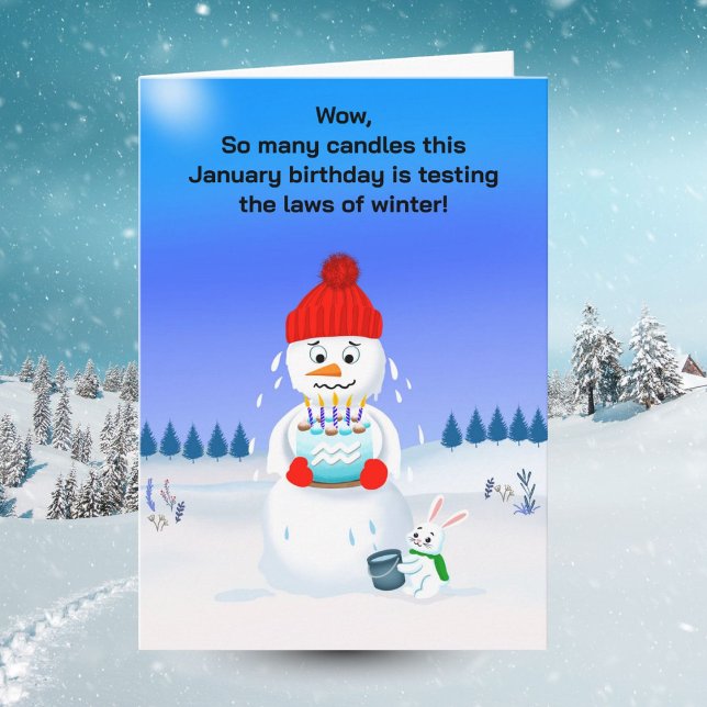Melting Snowman January Birthday Aquarius  Card (Creator Uploaded)