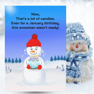 Melting Snowman January Birthday Capricorn  Card