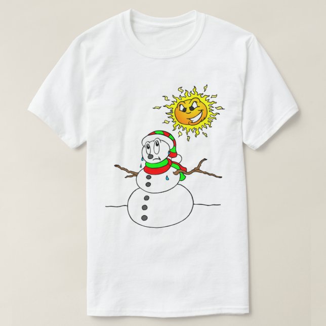 Melting Snowman Say Goodbye Winter T-Shirt (Design Front)
