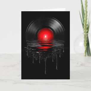 Melting Vinyl Record Vintage Sunset Drip Vinyl Rec Card