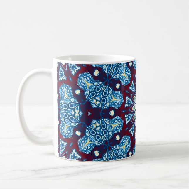 Melting watercolor colourful symmetrical pattern.  coffee mug (Left)