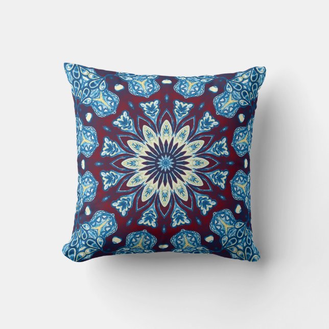Melting watercolor colourful symmetrical pattern.  cushion (Front)