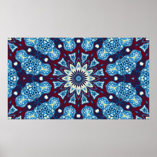 Melting watercolor colourful symmetrical pattern.  poster
