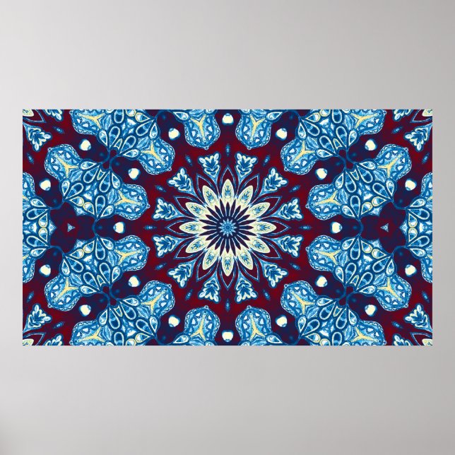 Melting watercolor colourful symmetrical pattern.  poster (Front)