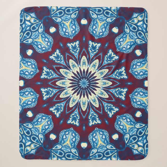 Melting watercolor colourful symmetrical pattern.  sherpa blanket (Front)