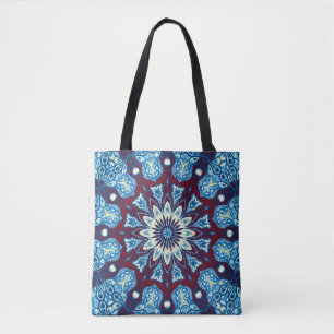 Melting watercolor colourful symmetrical pattern. tote bag