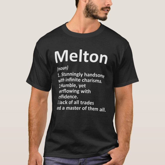 MELTON Definition Funny Surname Family Tree Birthd T-Shirt (Front)