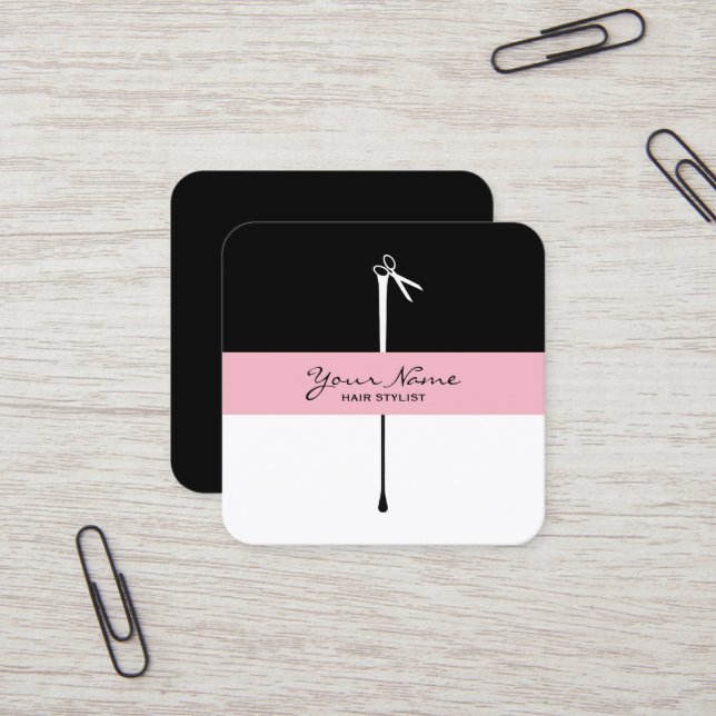 MELTPOINT Scissors Hair Stylist Square Business Card (Front/Back In Situ)