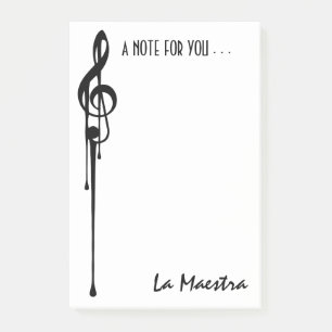 MELTPOINT WHITE Black G-Clef 'La Maestra' Custom Post-it Notes
