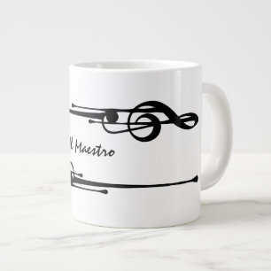 MELTPOINT WHITE Hot Black G-Clef 'Il Maestro' Large Coffee Mug