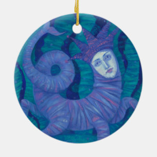 Melusine, Melusina, fantasy, surreal, water spirit Ceramic Tree Decoration