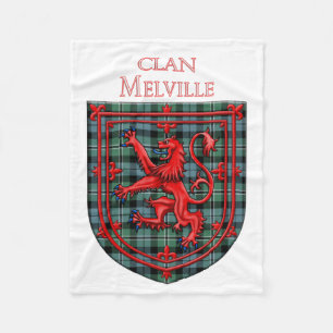 Melville Tartan Scottish Plaid Lion Rampant Fleece Blanket