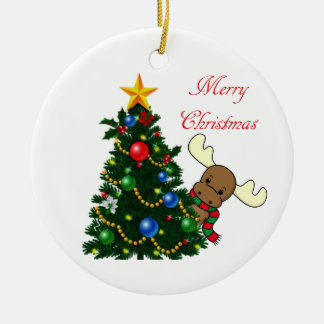 Melvin Moose Peeking Ceramic Tree Decoration