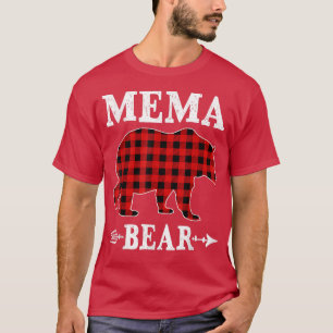 Mema Bear Christmas Pajama Red Plaid Buffalo Famil T-Shirt