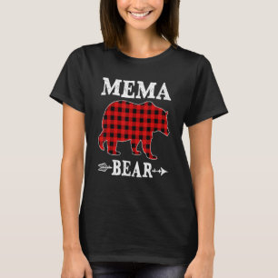 Mema Bear Christmas Pajama Red Plaid Buffalo Famil T-Shirt