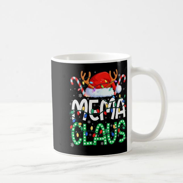 Mema Claus Christmas Lights Pajama Family Matching Coffee Mug (Right)