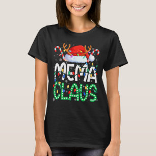Mema Claus Christmas Lights Pajama Family Matching T-Shirt