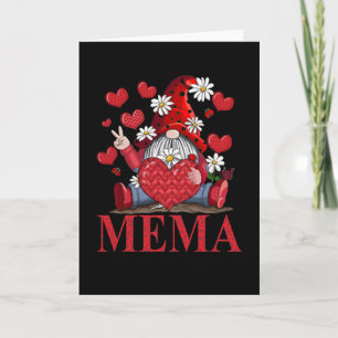 Mema Gnome Heart Daisy Valentine Gifts For Grandma Card